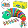 DHL Gratis HotSale Creative Articulated Slug Fidget Toy 3D Pedagogisk Färgglada Stress Relief Gift Leksaker För Barn Caterpillar Toy