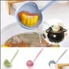 Matlagningsredskap k￶k verktyg k￶k matsal hem tr￤dg￥rd kreativ 2 i 1 sked sil l￥nga handtag soppskedar s￶ta bordsartiklar plast