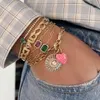 Charm Bracelets Summer High Quality Colorful Birthstone Chain Bracelet Gold Color Paper Clip Women JewelryCharm Lars22