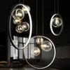 Pendant Lamps Modern Bubble Chandelier Led Rings Circle Ceiling Hanging Lamp Black Loft Living Dining Room Kitchen Lighting FixturePendant