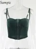 Sampic Sexy Women Sexy Women Club Skinny Mini Corduroy Corset Tube Tops Fashion мода y2k майки v Шея Bustier Top 220607