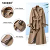 NEEDBO Windjacke Damen Mittellanger Trenchcoat Harajuku Adrette Zweireiher Lose Polokragen Koreanischer Vintage 211021 T220809