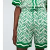 Casablanca homens seda impressa shorts conjuntos de luxo designer ping pong verão calças de praia camisas