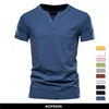 여름 최고의 품질면 티셔츠 남자 단색 디자인 vneck tshirt 캐주얼 클래식 남성 의류 의류 탑 티 셔츠 남자 220704