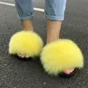 Pantofole di pelliccia soffice di lusso della ragazza di arrivo Ladies Indoor Warm Furry Fur Flip Flops Women Amazing Plush Fur Slides all'ingrosso 220607