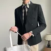 Men's Suits Men's & Blazers British Style For Men's Double Breasted Business Casual Suit Jackets Office Social Dress Coat Wedding