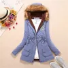 2022 Grube Parki Faux Fur Coats Kobiety Z Długim Rękawem Z Kapturem Neck Button Zipper Plus Size Casual Kobieta Znosić Ciepła Kurtka