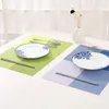 WHQ 4 stks / set Placemats PVC Tafel Mat Kleur Blok Diner Disc Pads Coasters Mantel Napperon 30 * 45cm Plaatbar Tapete de Lugar W220406