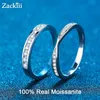 925 Sterling Silver Pass Diamond Test Round Excellent Cut 027 CT Ring For Women Half Stackable Wedding Band 220813