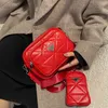 2023 Designer bag Leisure fashion women's bag wide shoulder strap Single Shoulder Messenger Bag foreign style texture rhombic lattice women's bag small square