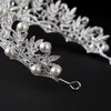 Headpieces Silver Crystals Wedding Crowns Pearls Shinning Bridal Tiaras Rhinestone Head Pieces Headband Hair Accessories Crown