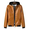 Menas de couro legíveis Jaquetas de couro Autumn Casual Motorcycle Jacket PU Capuz Jackets Men Round Rousing L220725