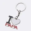패션 승화 블랭크 키 체인 디자이너 I Love Mama Papa Heart Keychains 실버 합금 자동차 열쇠 고리 키링 핸드백 카라비너 ​​액세서리 어머니의 날 선물