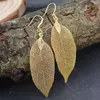 Dangle & Chandelier Fashion Tree Leaf Drop Earrings For Women 2022 Gold Silver Color Flim Thin Mesh Metal Statement JewelryDangle Odet22