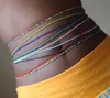 Projeto colorido arroz grânulos cintura link biquini corpo corpo jóias sexy menina mulheres verão barriga de verão 30 cores