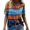 여자 티셔츠 여자면 티셔츠 우아한 탑 여름 인쇄 티 프린트 티브 슬리브 패션 캐주얼 사무실 여성 풀 오버 도매