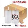Skicka från USA 12oz 16oz flaskor Drinking Cup Set kan formad glaskopp med lock och halm för öl whisky kaffekoks GGT1027