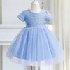 3-8 ans robe de princesse paillettes fête enfants vêtements fleur filles mariage soirée dentelle robe de bal robes d'enfants élégantes pour fille 220426