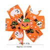 Halloween Niños Niñas Calabaza Fantasma Molinillo Pinzas para el cabello Accesorios para el cabello Cinta de grosgrain Lazos Pasadores para bebé 3.3 pulgadas M4188