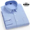 Camisas masculinas Camisas de algodão puro Oxford Camisa xadrez listrada