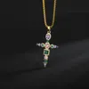 Pendant Necklaces Elegance Gold Color Cross For Women Men Trendy Classic Christian Jesus Crystal Necklace Jewelry Gift WholesalePendant