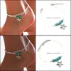 Anklets Jewelry Ocean Blue Bead Anklet Bracelet Women Barefoot Leg Accessories See Star Shell Charm Ankle Chain Bohemian Drop Delivery 2021