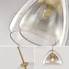 Moderno de envidraçamento duplo de pingente de ferro de vidro de vidro de vidro suspensão barra de luz caf ao lado da cabeceira da cor de ouro pendurada iluminação