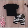Boys New Summer Baby Letters Printed Short Sleeve T shirt Camouflage Shorts 2pcs Set Kids Clothing Sets Children Outfits Toddler Suit Retail
