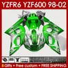 Fairings Kit For YAMAHA YZF 600 CC YZF-600 YZF R6 R 6 98-02 Body 145No.137 YZF600 600CC Cowling YZF-R6 1998 1999 2000 2001 2002 YZFR6 98 99 00 01 02 OEM Bodywork green stock blk