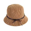 Berets Women Sun Bucket Hat Belt Pure Fisherman Straw Straw Hats Visor Travel Travel Acadt Caps Cotton Cotton Cap CP0244Berets