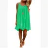 Beach Mini Dresses Summer Womens Candy Slip Dress Mesh Panel Backless Chiffon Dress S-5XL