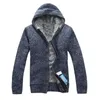 Men's Sweaters Fashion Men's Large Size Solid Color Zipper Plus Velvet Thick Coat Hooded CoatMen's Begu22