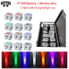 Kortingsprijs mini laser 4pcs rgbwauv dj uplight lights met batterij draadloos IRC afstandsbediening dmx slanke platte parlamp