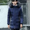 Down Jacket Men's Long Section Thick Warm White Duck Hooded Fur Collar Winter1 Phin22