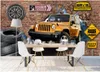 Niestandardowe zdjęcie 3d tapety Żółty SUV Samochód Broken Wall Opon Pasek Home Decor Salon Room 3D Murale ścienne Tapeta na ściany 3 D w rolkach Papiery ścienne