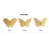 12pcSset Hollow 3d Butterfly Wall Stickers para decoração de casamento Janela da sala de estar Decoração de borboletas de prata dourado 220727