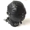 Leather Sex Headgear Mask Blindfold Breathing Hole Mouth and Ears Bondage with Locking s Sex Toys For Couples4576977