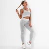 Kvinnors tvåbitar byxor Kvinnor Knit Jacquard Set Seamless Fitness High Elastic Push Up Bh Two-Piece Suit Quick Dry Waist Workout Set Femmew