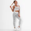 Women's Two Piece Pants Women Knit Jacquard Sets Seamless Fitness High Elastic Push Up Bra Two-Piece Suit Quick Dry Waist Workout Set FemmeW