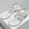 Frauen Sommer Sandalen Big Bowknot Flip Flops Strand Alias Femininas Designer Flache Sandale Mode Diamant Perle Hausschuhe