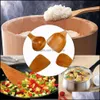 Cucchiai Posate Cucina Sala da pranzo Bar Casa Giardino 4 Pz/set Salute Bambù Legno Wok Pale Fessura Cucchiaio Spata Supporto per mescolare Utensili da cucina