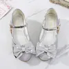 Filles princesse chaussures noeud haut talon brillant cristal enfants en cuir cadeau d'anniversaire unique pour enfants 220527