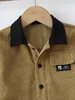 Toddler Boys Contrast Collar Flap Pocket Patched Detail Button Front Corduroy Coat SHE