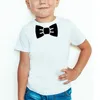 Летняя футболка с короткими рукавами для мальчиков, черный галстук-бабочка, модная детская одежда, повседневная качественная рубашка с круглым вырезом, Tops2521073