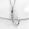 Fishing Hook Keepsake Jewelry Stainless Steel Cremation Urn Necklace Pendant Ashes Urn Holder Memorial Jewelry Unisex