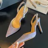 Stiletto Heel Dress Shoes Aminah Abdul Jillil Sandals Designer Shiny Rhinestone Slingbacks Sandal Top Quality Patent Leather 10.5cm High Heeled Shoe 4-11