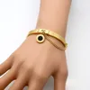 Ny Mode Round Black Shell Roman Numerals Charm Bangle Womens Gift 18K Guldarmband med kedja