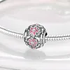 925 Argento Fit Pandora Charm 925 Bracciale Argento Colore Ciondolo Farfalla Fiore di pesco charms set Ciondolo Gioielli fai da te con perline fini