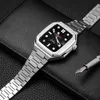 Nova pulseira de modificação de aço inoxidável Strap Kit com estojo para Apple Watch Band 45mm Iwatch Series 7 6 5 SE 44mm Noble Luxury Metal Watch tiras