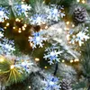 Strings Solar Christmas Lights Outdoor Decorations 8 Modes Waterproof LED Snowflake String With 39.4FT For Outside Wedding PartyLED